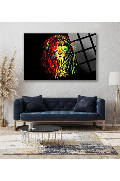 TAULART Επιτραπέζιο τραπέζι από γυαλί υψηλής ευκρίνειας Jameikalı Aslan 4mm, ...