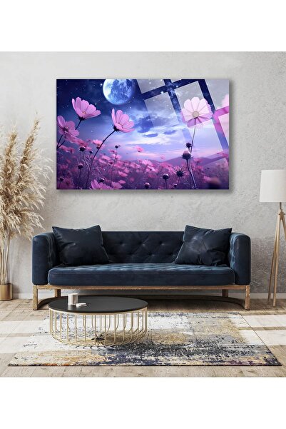 TAULART Tablou din sticlă de înaltă definiție, temperată, de lux, cu flori și...