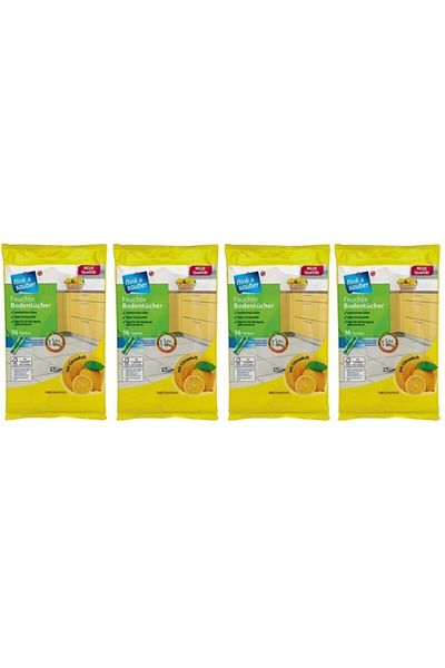 Flink Sauber F&s Wet Rosalt Floor Diapers 4 Pieces of 16 Lemon Scented