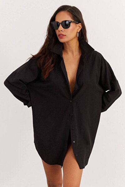 oshebu Μαύρο – Γυναικείο πουκάμισο με ανοιχτό ώμο