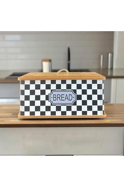 AC AMİSOS Luxury Bread Box - Rectangular Wooden Pattern, Natural Bread Basket