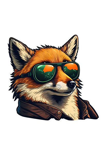 MegaSticker ملصق Cool Fox Fox - محرك، خوذة، كمبيوتر محمول، سيارة مقاس 13 × 12 سم