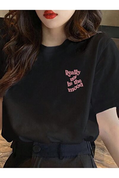 over head oh Realy Mood Štampano Crna Oversize kroj Žene T-shirt