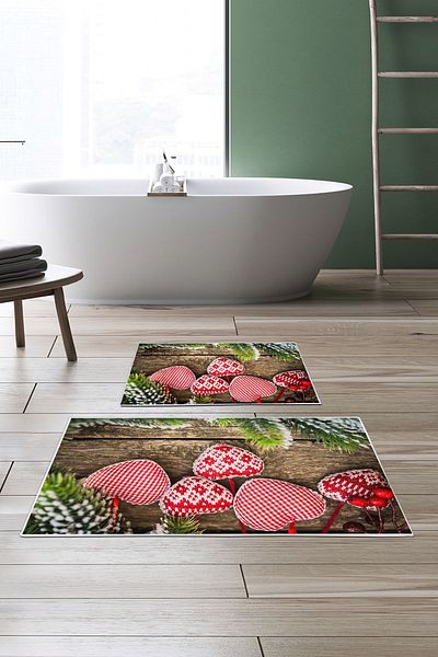 Alanur Home Alanur Trend Non-Slip Base Digital Bathroom 2-Piece Toilet Set Kt426 Red