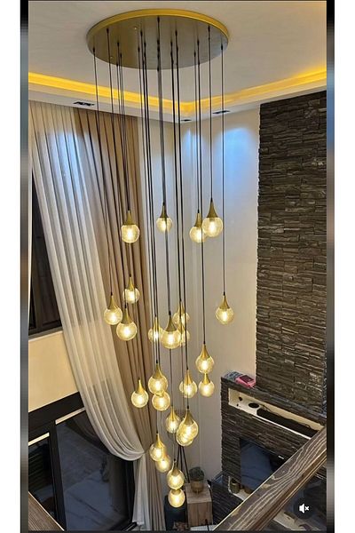 TREND 1000L Statiq Gold Case with Funnel - 30 Glass Modern Gallery Blank Chandelier