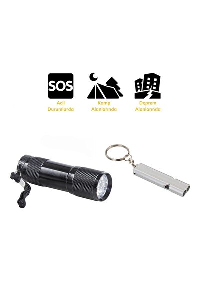 Paras Ticaret S.o.s Acil Imdat Düdüğü Alüminyum Islık Düdük Anahtarlık 9 Led ...