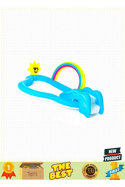OMZ 53092 Model Rainbow Patterned - Pool Toy with Slides and Fountain, 5 Liters, Educational Toy for Boys and Girls