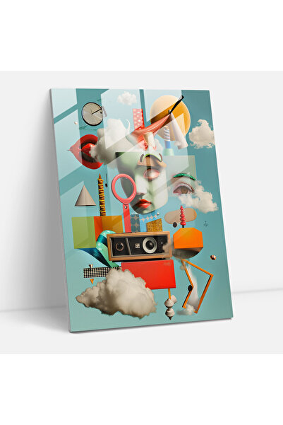 Popcas Dadaism Glass Print Modern Art - Dadaism, Modern Art, Glass Art, Dadaism