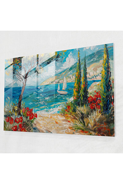 Popcas Seaside Whimsy Glass Wall Art, Post, Impressionism, Glass Wall Art