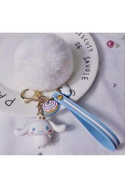 Meyra Accessories Cute Pompom Silicone Keychain with Cinnamoroll Characters