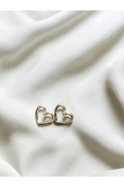 stainles steel Women's Minimal Heart Shaped Hollow Silver Earrings