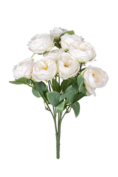 Yapay Çiçek Deposu زهرة صناعية 10 فروع كاتالينا روز 45 سم أبيض