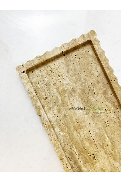 Modestmar صينية رخام من الترافرتين الطبيعي - منظم الحمام وطبق العرض، بتفاصيل رفيعة