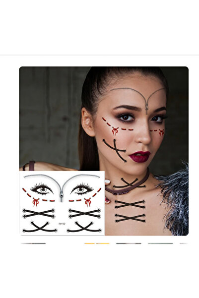 HelloBeautiful Tatto Su Geçirmez Geçici Yüz Dövmesi Cadılar Bayramı Halloween 15,8 cm* 15,8 cm