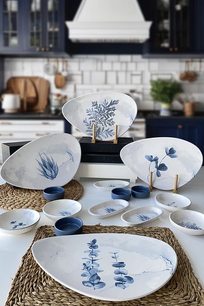 Keramika Oscar Blue Magic 15 Piece 4 Person Breakfast Set