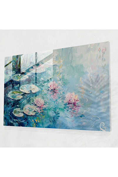 Popcas Claude Monet Cam Baskı Nilüferler Ev Dekorasyonu, Claude Monet, Cam Baskı