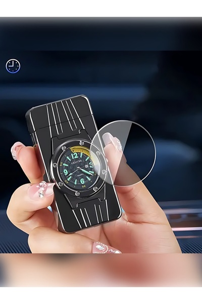 HK GİFT SHOP Özel Yapım Saatli Çakmak Turbo Işıklı Rüzgara Dayanıklı  Çakmak