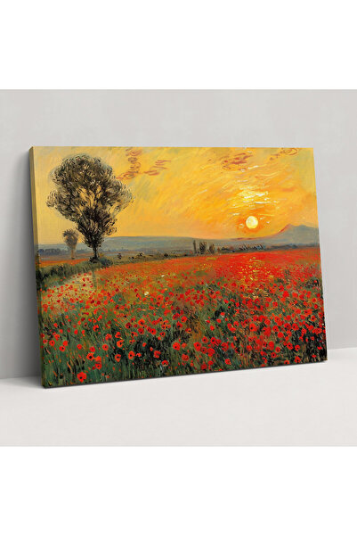 Popcas Claude Monet Gelincik Tarlası Gün Batımı Duvar Sanatı, Claude Monet, K...