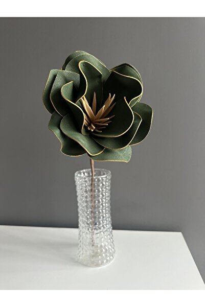 Luvienn El Yapımı Dekoratif Büyük Boy Yeşil Yapay Manolya-Vazo Çiçeği