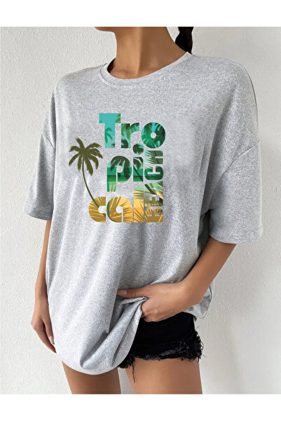 oneagılyazı Tricou cu imprimeu oversize PALMY