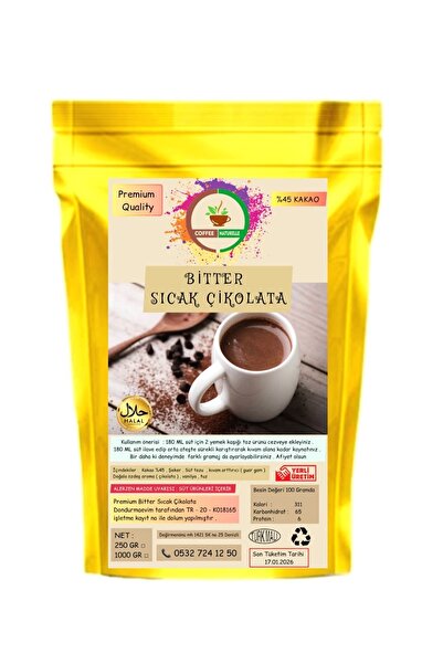 coffee Naturelle Bitter Sıcak Çikolata 1 Kg - 1000 gr " Premium"