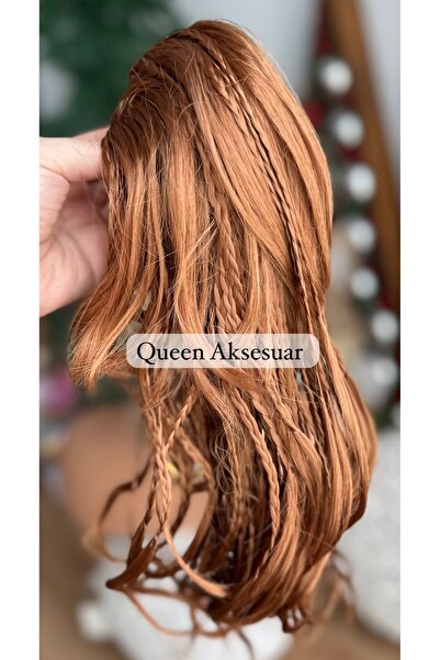 Queen Nelly Yoğun gür düz katlı örgülü postiş takma saç peruk sentetik mandal...