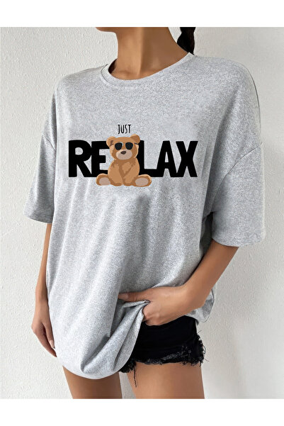 oneagılyazı RELAX BEAR DESIGN - Μπλουζάκι με στάμπα μεγάλου μεγέθους