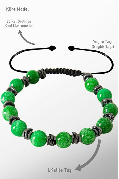 Tesbih Atölyesi Real Hematite Certified - Jade Stone Bracelet - Adjustable