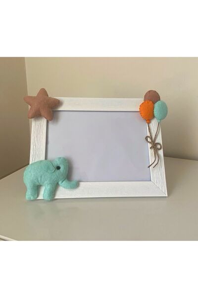 Leobabyroom Mint Color Baby/Kid's Room Frame - Brown Elephant, Star Orange Detailed