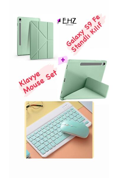 EHZ TEKNOLOJİ Galaxy Tab S9 Fe Uyumlu Standlı Tablet Kılıf Bluetooth Klavye M...