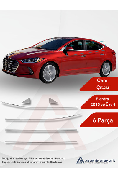 as aktif otomotiv oto krom aksesuarları Hyundai Elentra 5 SD Cam Çıtası 6 Par...