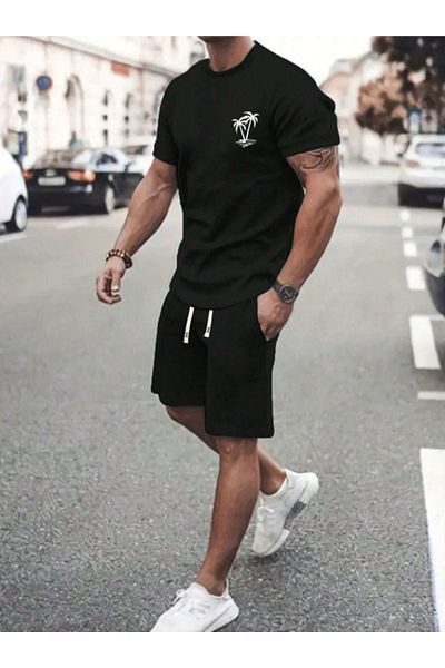 kahire Σετ σορτς μπλουζάκι 2 τεμαχίων Μαύρο Σετ