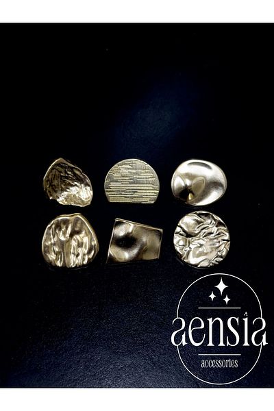 aensia Gold Gold Mixed Asymmetric Metal Button Set Skirt Jacket Dress Button 2.54 CM - Pack of 6