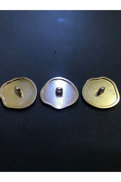 aensia Gold Gold Striped Curved Medium Size Circle Button Metal Button 40 Size Buttons - Pack of 3