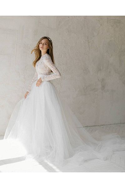 NALINCI Wedding dress skirt - White tulle, Bridge wedding, deep silhouette