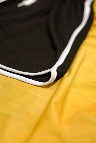 DAXİS Sportwear Company Siyah Gri Mavi Renkli Beyaz Biyeli Penye Yırtmaçlı Ipli Mini Şort