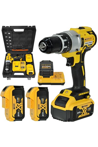 Sturdy Japon Techn. 21 Volt 13 Mm Metal Mandren Darbeli Çift Akülü Vidalama M...