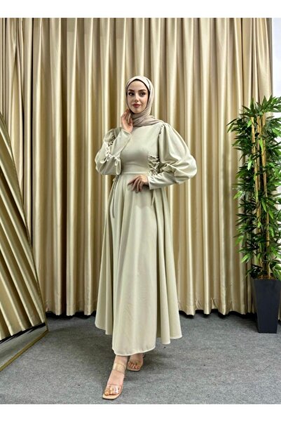 modasusev Φόρεμα Χιτζάμπ - Με μανίκια μπαλόνι και λεπτομέρεια από κορδόνι