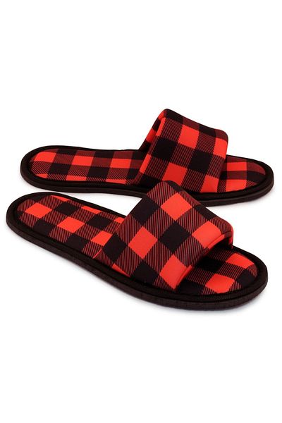 Chochili Men's Lumberjack Patterned Open Front Soft Sole Slippers