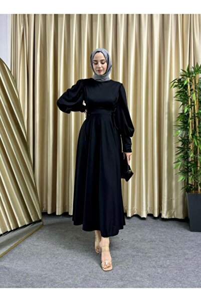 modasusev Φόρεμα Χιτζάμπ - Με μανίκια μπαλόνι και λεπτομέρεια από κορδόνι