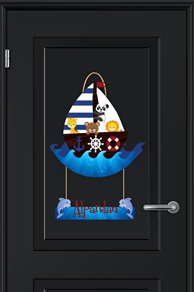 Kapbirhediye Bebek Odası Ahşap Kapı Süsü Gemi