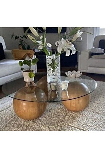 MIARIK DESIGN AHŞAP TOP AYAKLI YUVARLAK ORTA SEHPA