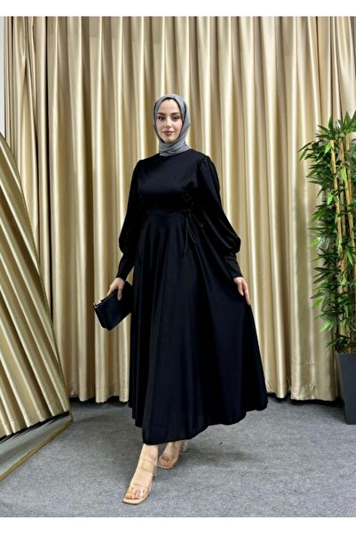 modasusev Φόρεμα Χιτζάμπ - Με μανίκια μπαλόνι και λεπτομέρεια από κορδόνι