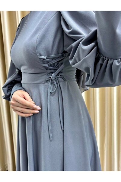 modasusev Hijab Dress - Balloon Sleeve and Rope Detail