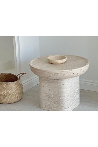 MIARIK DESIGN Traverten Mermer Srapıs Yan Sehpa , Masa , Orta Sehpa , Zigon