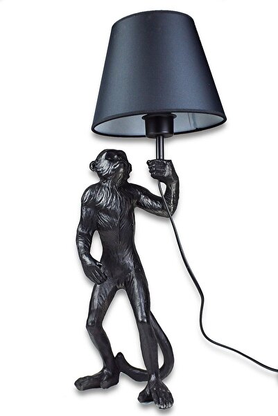 MIARIK DESIGN & DEKORASYON Siyah Renk Tasarım Maymun Biblo Abajur