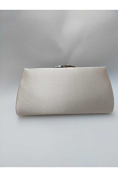 bsc حقيبة فستان سهرة من قماش الساتان البيج للموسم الجديد