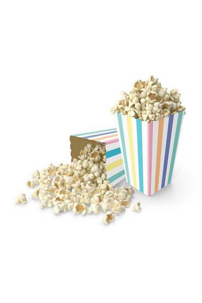 parti sürprizi Macaron Striped Popcorn Corn Box 8 Pieces