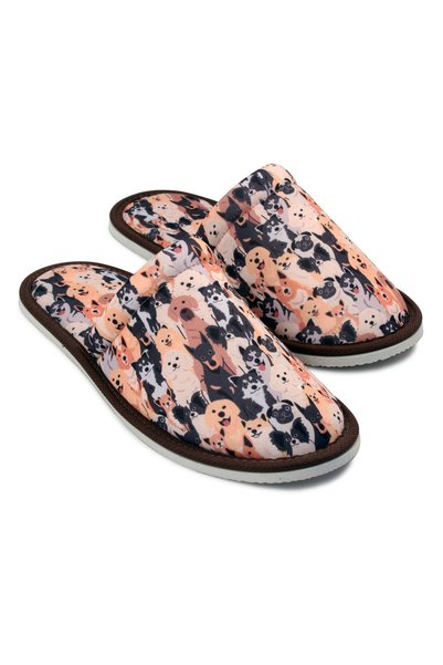 Chochili Unisex Brown Dog Patterned Soft Sole Home Slippers