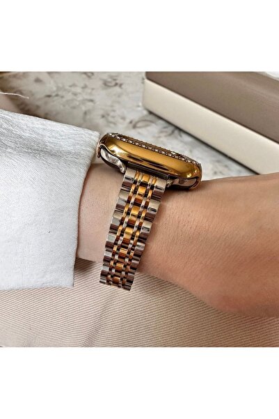 Bushco Store Uyumlu Watch Gümüş- Rose Gold Çelik Slim Kordon watch 10-11 46mm...